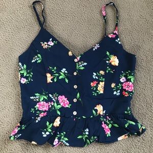 NWOT Crop Floral Tank